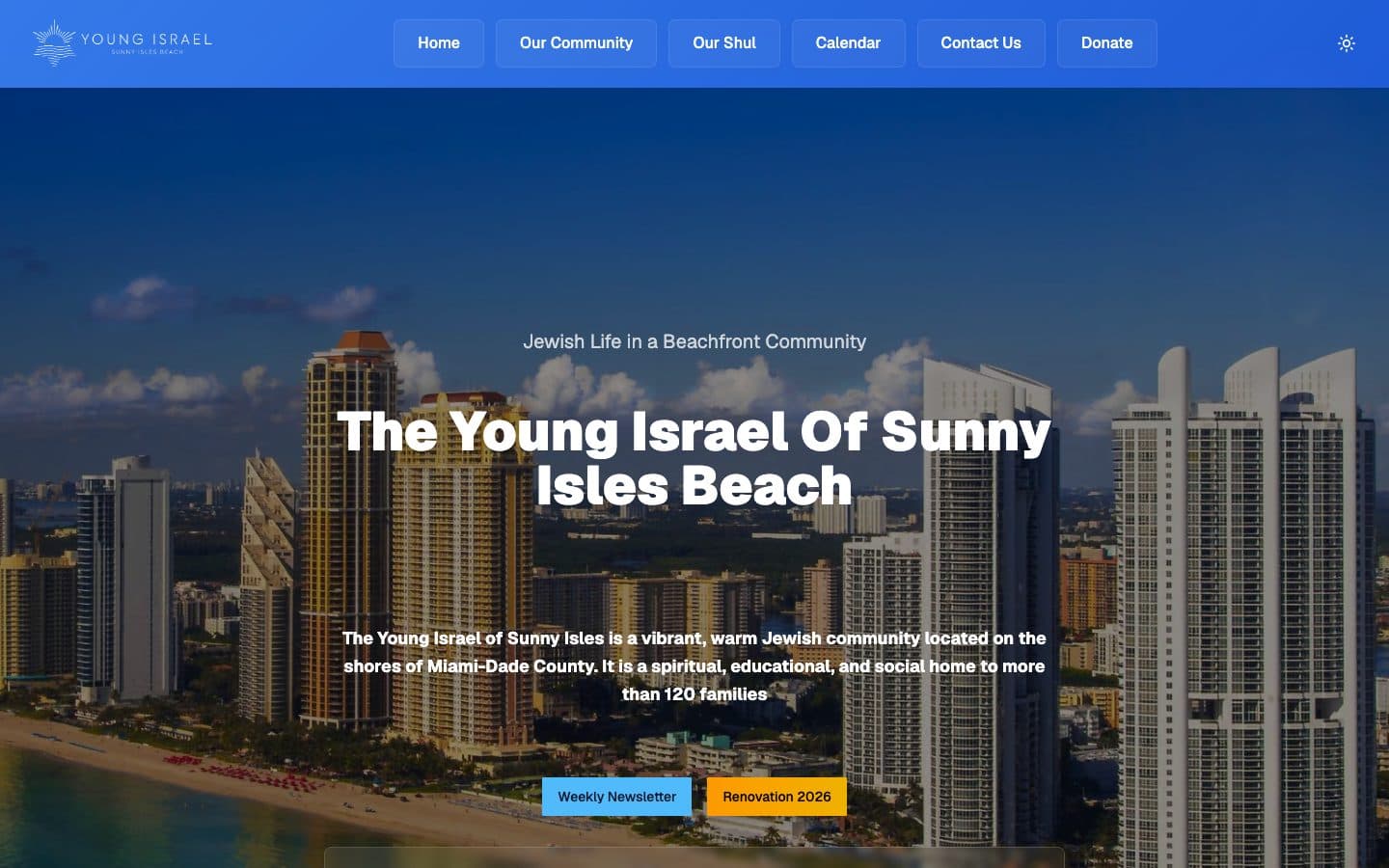 Young Israel of Sunny Isles Beach desktop homepage